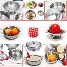 11pcs/12pcs Children Mini Stainless Steel Kitchen Toys, Pretend Play Cooking Set, Chef Cooking Tool Kit With Storage Bag, Stainless Steel Pots And Pans Set, Educational Toys For Boys And Girls - 彩色 - 查看 6