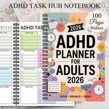 1pc ADHD Planner For Adults & Women - Productivity Organizer With To-Do Lists, Task Lists, Focus Tracker, Daily Planner - Spiral Notebook With Color-Coded Pages