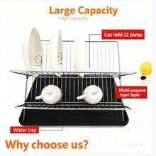 Foldable Kitchen Dish Drying Rack, Dish Drainer Holder For Plates, Bowls, Cups And Utensils - Multicolor - View 3