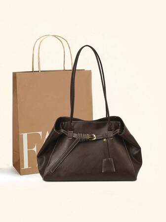 Modische Damen Handtasche aus PU-Leder, Vintage Schnallen Riemen Flügeldesign, große Kapazität Umhängetasche, geeignet für Büro, Lässig, Pendeln, Einkaufen, Dates, als Geschenk