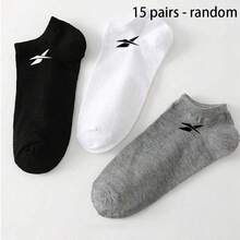 15 Pairs Unisex Solid Color Black/White/Grey Short Socks, Fashion Minimalist Sports Socks, Invisible Socks, Suitable For Daily Wear And Outdoor Activities, All Seasons, Christmas Gift - Multicolor - View 6