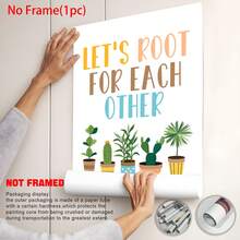 1/4件装 “让我们互相支持”校园励志帆布海报。返校季墙面装饰。非常适合学校墙壁、走廊、食堂和办公室走廊的装饰。家居装饰和墙面艺术！室内装饰。房间装饰美学，可选画框 - 彩色 - 查看 5