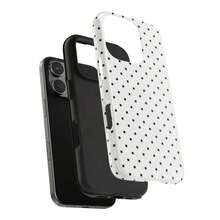 Soft & Cute White Polka Phone, Y2K Style, Compatible With 17/16/15/14/13/12/11 Pro - Brown - View 3