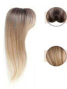 18英寸长层次感合成假发 - 金色渐变（棕色/金色），适合头发稀疏和脱发人群，增加发量，改善稀疏发际线，瞬间丰盈，佩戴舒适 - 彩色 - 查看 5