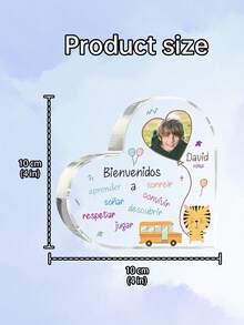1pc Custom 2D Flat Acrylic Heart Collectible Figurines Back To School - Custom Name + Photo - Gift For Teachers Or, Teacher Day Gift Item, Teacher Appreciation Gift, Back To School - Heart-Shaped Acrylic Plaque With Personalized Name And Photo - Multicolor - View 9