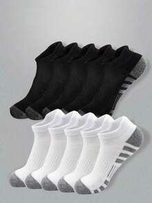 6 Pairs Men's Fashionable High-Quality Low-Cut Ankle Socks, Mesh Breathable Multifunctional Casual Basketball Sports Boat Socks