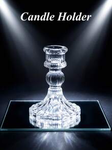 Elegant Transparent Glass Diamond Patterned Candle Holder, Minimalist Crystal Glass Candle Holder, Decorative Wreath, Glass Candle Plate, Coaster, Suitable For Wedding, Valentine's Day, Dining Table Decor, Home Decoration - Multicolor - View 9