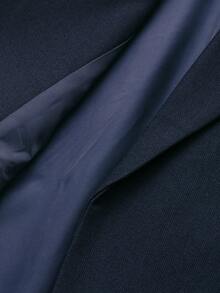 Women's Solid Color Lapel Neck Tie Blended Jacket Spring - Navy Blue - View 5