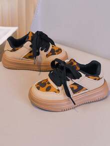 1双男女童/学生鞋，PU皮革防水舒适休闲防滑平底百搭时尚运动鞋，四季皆宜 - 卡其色 - 查看 10