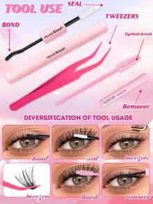 假睫毛礼盒套装，包含1875片假睫毛簇，9种不同款式（浓密/超浓密/戏剧/丰盈/全效/尖刺），防水睫毛簇套装，适合初学者和熟练用户，在家即可轻松佩戴，柔软舒适，易于打造自然妆容，日常妆容适用。