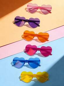 Heart-Shaped Sunglasses, Candy Jelly Colors, Unique Design, Suitable For Both Men And Women, Fashionable Heart-Shaped Glasses - Nhiều màu - Xem 4