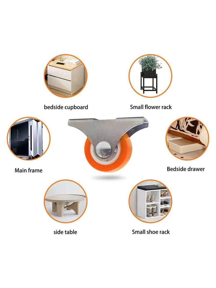 4 piezas/8 piezas/12 piezas/16 piezas Ruedas de cajón de tatami, Ruedas pequeñas silenciosas de 1 pulgada/1.2 pulgadas, Ruedas rectas para muebles, Ruedas direccionales - Multicolor - Ver 1