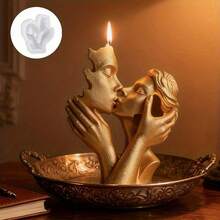1pc Couple Silicone Mold, Candle Mold, Classic Kissing Lovers Design, Meaning Fulfilling Love, Suitable For Candle/Resin/Clay Mold, Great For Anniversary, Birthday, Wedding Party, Valentine's Day Decor, Love Theme Mold, Easily Create Romantic Atmosphere, Home Decor Craft - White - View 4