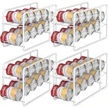4 Pack Can Dispenser Rack Stackable Can Storage Organizer Holder For Canned Food Kitchen Cabinet Pantry Countertop White - 白色 - 查看 1
