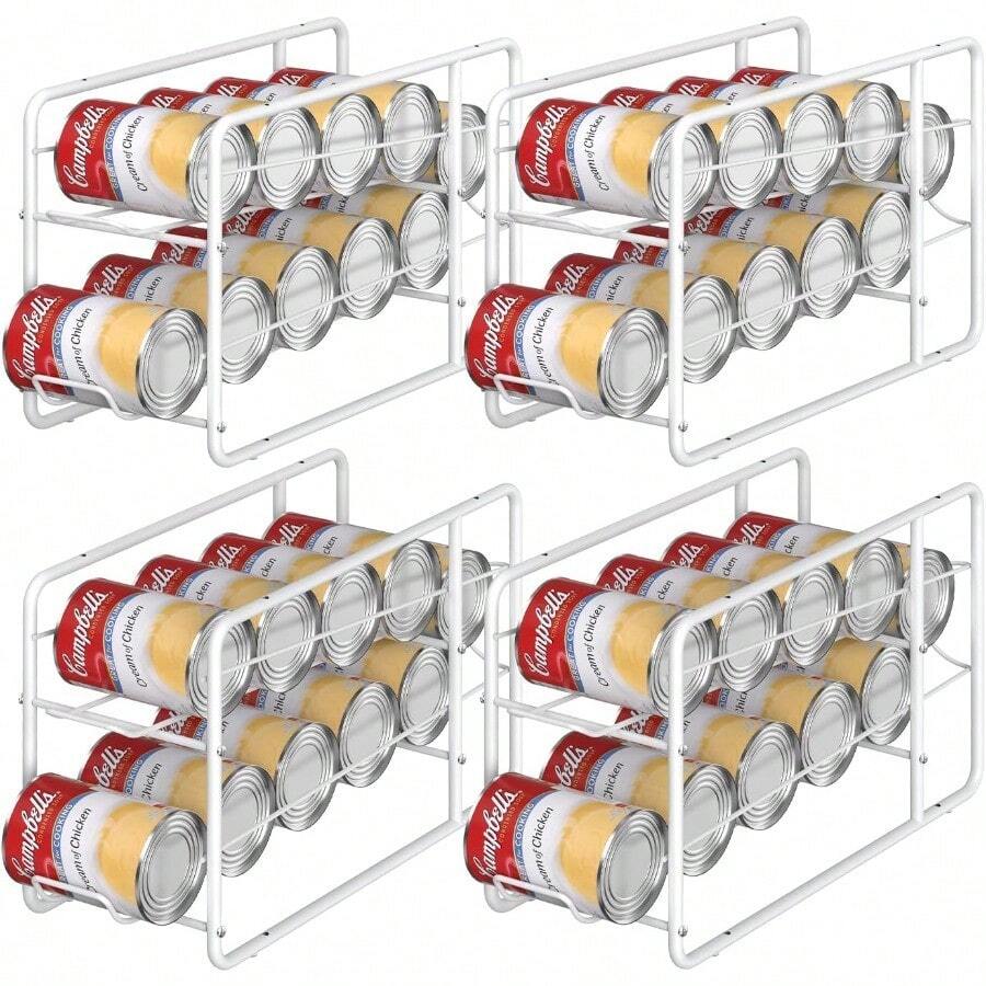 4 Pack Can Dispenser Rack Stackable Can Storage Organizer Holder For Canned Food Kitchen Cabinet Pantry Countertop White - 白色 - 查看 1