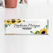 1pc Personalized Acrylic Custom Name Plates For Office Desks,Customize Text,20 Styles,Office Nameplate Engraved With Flower Patterns,Custom Desk Name Plate Personalized, Acrylic Name Plate For Desk, Office Desk Decor For Women And Men - Multicolor - View 27