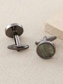 Fashionable Copper Material Shell Series Flat Men's Cufflinks, Personalized Business Minimalist Long Suit Decoration, Versatile Street Style Accessory - Shell Cufflinks - View 19
