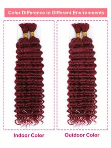 2pcs Braiding Hair Bulk No Weft Deep Wave Crochet Human Hair Solid Color 99J# Virgin Human Hair Extension Knotless Braids Hair Extensions - S99JA - View 5
