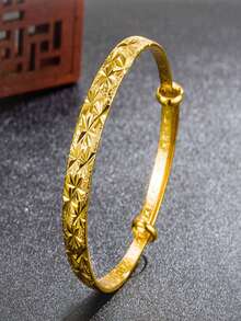 ZHAOTANGHESILVERJEWELTY سوار قديم مصنوع يدويًا مطلي بالذهب عيار 24 قيراط بنمط سماء مرصعة بالنجوم، تصميم دفع وسحب دائري، مناسب للارتداء اليومي للنساء والهدايا، اكسسوارات الحفلات، بدون علبة هدايا - متعدد الألوان - مشاهدة 1