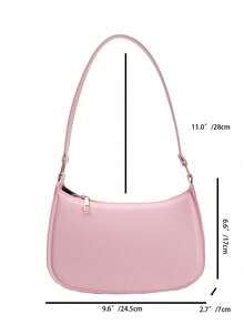 Bolso de hombro sencillo de color sólido para mujer, estilo casual diario, color burdeos de moda. - Rosa - Ver 2