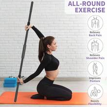 Yoga Stick 58 Inch Sturdy Alloy Steel - Adjustable Stick Exercise, Stretching, Balance - Versatile Exercise Stick With Non - Slip Ends, Neck Cushion And Adjustable Grip Cushions - Initial - View 6