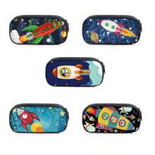 Rocket Cartoon Shaped Student Pencil Case, Large Capacity Design With Layered Storage, Easily Holds Pencils, Erasers, Rulers And Other Stationery. Essential School Supplies For Daily Use, Outdoor Sketching, Office Desk Organization,Bag - Multicolor - View 1