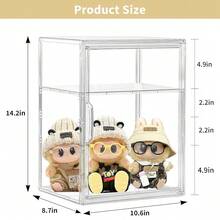 Acrylic Display Case For Collectibles, Clear Storage Bin With 3 Adjustable Layers And 1 Removable Divider, Stackable Clear Storage Box With Magnetic Door For Figures, Home Or Office,Large,L-1Pack - L-1包裝 - 查看 3