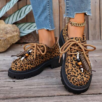 Tjock sula, bekväma snörskor, retro-skor för kvinnor, arbetsskor, loafers, sneakers, lämpliga för inomhusbruk