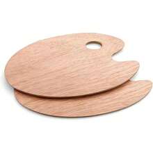 Palette Wooden Paint Palette, 2PCS Painting Palette Paint Tray Palettes For Acrylic Watercolor Oil Paint DIY Art Craft Painting - Beige - View 5