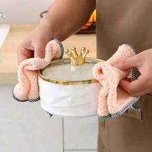 20pcs/Pack Hanging Dish Cloths, Coral Fleece Material Kitchen Cleaning Rags, Random Color, Non-Stick Oil Absorbent Double-Sided Thickened Dishcloths, Kitchen Cleaning Supplies