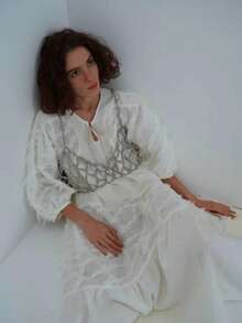 DEKUNER 2026春夏新款手工银色串珠网状身体链，Y2K时尚镂空胸带上衣，派对及街头风配饰 - 銀色 - 查看 5