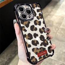 1pcs Leopard Print Phone Case Compatible with Apple Phone17ProMax 16 15 14Plus 11 12 13 ProMax, Antidrop Phone Case, Camera Protection Phone Case, Vintage, Personality, Fashion, Exquisite, Can Be Given To Friends, You Can Give It To Yourself - Negro - Ver 2