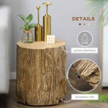 HOMCOM Tree Stump Side Table, With 4 Adjustable Feet, Waterproof, 37 X 37 X 43 Cm, For Living Room And Bedroom. - Mustard Yellow - View 6