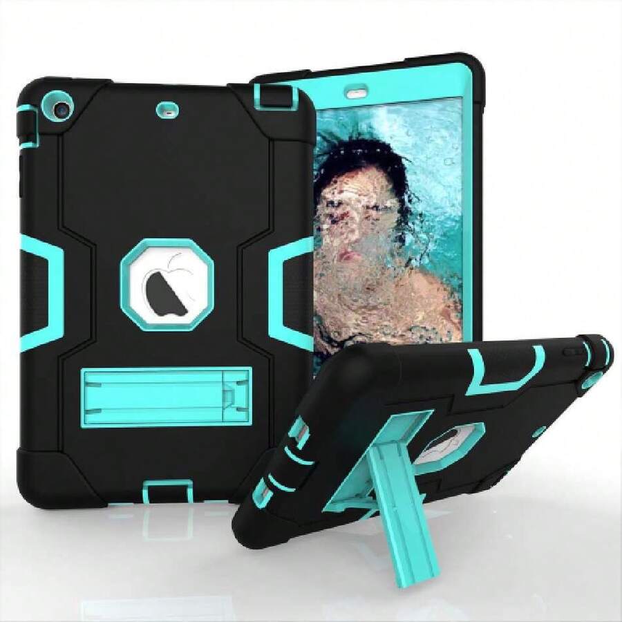 Funda para iPad Mini, Funda para iPad Mini 2, Funda para iPad Mini 3, Funda para iPad Mini Retina, Carcasa Case Estuche Funda protectora delgada resistente a prueba de golpes con soporte incorporado para iPad Mini 1/2 / 3-verde menta negro,36999916 - verde menta - Ver 1