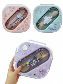 Sanrio 1pc Hello Kittys & Friends Pink Lunch Box Set - Leakproof, Rectangular, Durable Plastic Lunch Box Container With Dividers, Hand Washable, Suitable For Work, School And Travel, Work Lunch Organizer | Character Themed Lunch Box - Multicolor - View 3