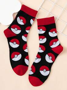 pokemon 1 pereche de șosete pentru bărbați, până la jumătatea gambei, cu model interesant de desene animate, din jacquard colorat, cu model din seria Pokémon Pikachu, îmbrăcăminte sport, pentru toate anotimpurile, mărimi europene și americane, confortabile și respirabile, culori vibrante, potrivite pentru purtare zilnică, material premium, nu înăbușă. - Multicolor - Vizualizare 3