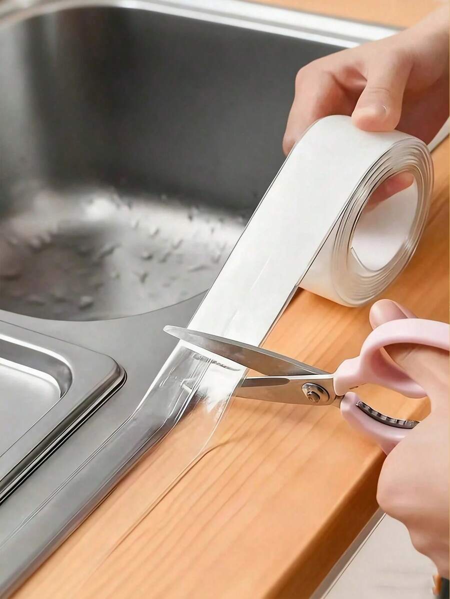 1 Roll Transparent PVC Waterproof Anti-Mold Sealing Tape, Suitable For Kitchen Countertops And Edges - High Adhesiveness, Easy To Apply Sealing Strip For Kitchen Countertops, Sinks, Bathtubs, Bathroom Showers, Toilets, Floors, Wall Edges, Home Bathroom Decor And Autumn Decor.