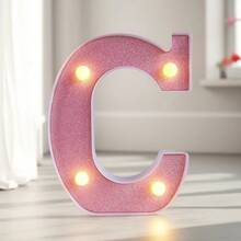 1个LED发光字母/数字灯，粉色发光字母，电池供电闪烁字母灯，适用于派对、求婚、婚礼、餐桌、墙面装饰、生日、客厅、卧室装饰 [不含电池] - 暖白色 - 查看 37