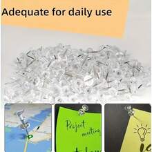 30/50/100/200pcs Assorted Push Pins, Multicolor Plastic Thumbtacks, For Soft Cork Board, Office & School Supplies, Back To School, Home & Office Essentials - Transparent - View 11