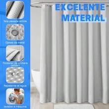 Cortina de Baño para Dunch 180 x 180 CM, Cortina para Baño de Tela Impermeable y Antimoho con 12 Ganchos, Cortina de Ducha de Tela ,Ojales de Metal, para Duchas de Baño y Bañeras ()(Gris) - Multicolor - Ver 5
