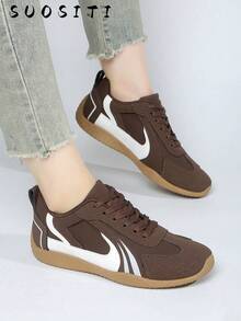 Women's New Lightweight Comfortable Casual Outdoor Skateboard Shoes - Brown - View 4
