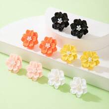 Korean Simple Versatile Exaggerated Camellia Earrings Elegant Fresh Three-Dimensional White Flower Pearl Stud Earrings Korean Style - Bộ đồ 5962 - Xem 12