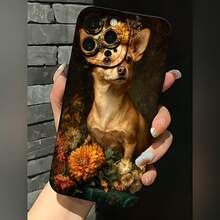 2026 nueva funda de teléfono esmerilada, funda de teléfono con impresión de arte floral de chihuahua para  17 15 Pro Max,  17 14,  17 13,  17 12, protector de teléfono  Galaxy S23 S22 S21, regalo de funda de teléfono para pareja, regalo de vacaciones para novio y novia - Azul Klein - Ver 1
