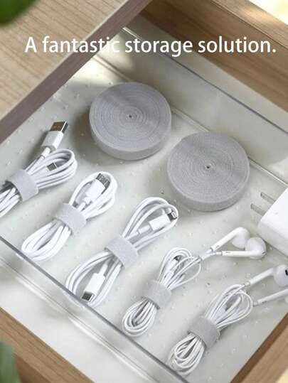 这款可重复使用的魔术贴绑带提供 1 米/3 米/5 米/10 米的长度，适用于整理学习用品、固定桌面线缆和电源线，以及捆扎和管理台式电脑线缆！