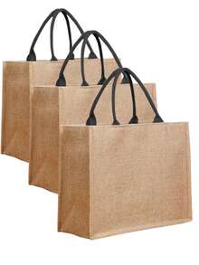 1个黄麻帆布礼品包装袋，可重复使用的手提袋，适用于日常旅行、收纳、购物，也适用于婚礼、万圣节、派对、节日、绘画、送礼、返校、情人节等场合。 - 彩色 - 查看 4