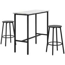 HOMCOM 3-Piece Bar Table Set With Bar Stools, Dining Table With 2 Bar Stools, Dining Set, Standing Table, Kitchen Table, Steel, White, Black - Black - View 1