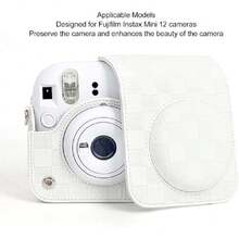 Funda para Mini 12 Cámara, de Piel Sintética, Estilo Vintage, con Cubierta Superior Extraíble y Correa de Hombro Ajustable para Cámara Instantánea Mini 12,36981428 - Blanco - Ver 2