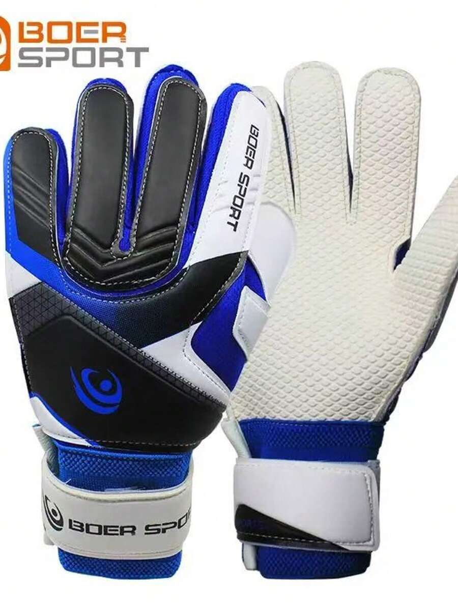 BOER SPORT Soccer Goalkeeper Gloves, Non-Slip Wear-Resistant Adult Goalie Training & Match Gloves (Blue, Black, White) - Blue - View 1