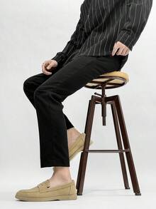 男士休闲乐福鞋 薄底透气纯色驾车鞋 一脚蹬鞋 室内街鞋 莫卡辛鞋 护士鞋 轻便男鞋 - 卡其色 - 查看 10