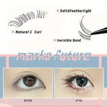 48pcs Glue-Free Natural Fox Eyelashes, 8-12mm Length Slim Lashes, Oblique Fly Cool Series Eyelashes, Suitable For Natural Makeup And Various Parties, Festivals